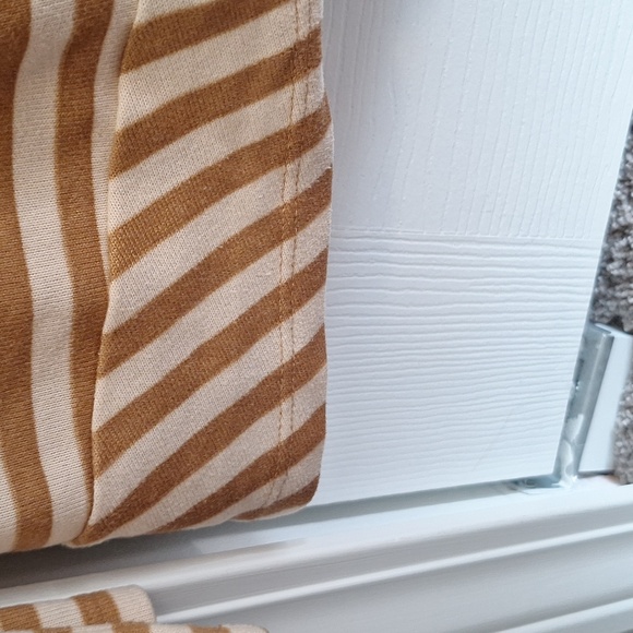 Cream and tan striped shirt with twist front - Picture 3 of 7